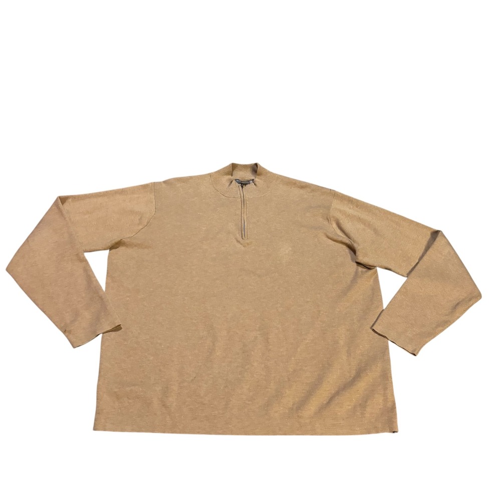 Peter Millar Crown Sport Mens XL Beige 1/4‎ Zip Pullover Sweater